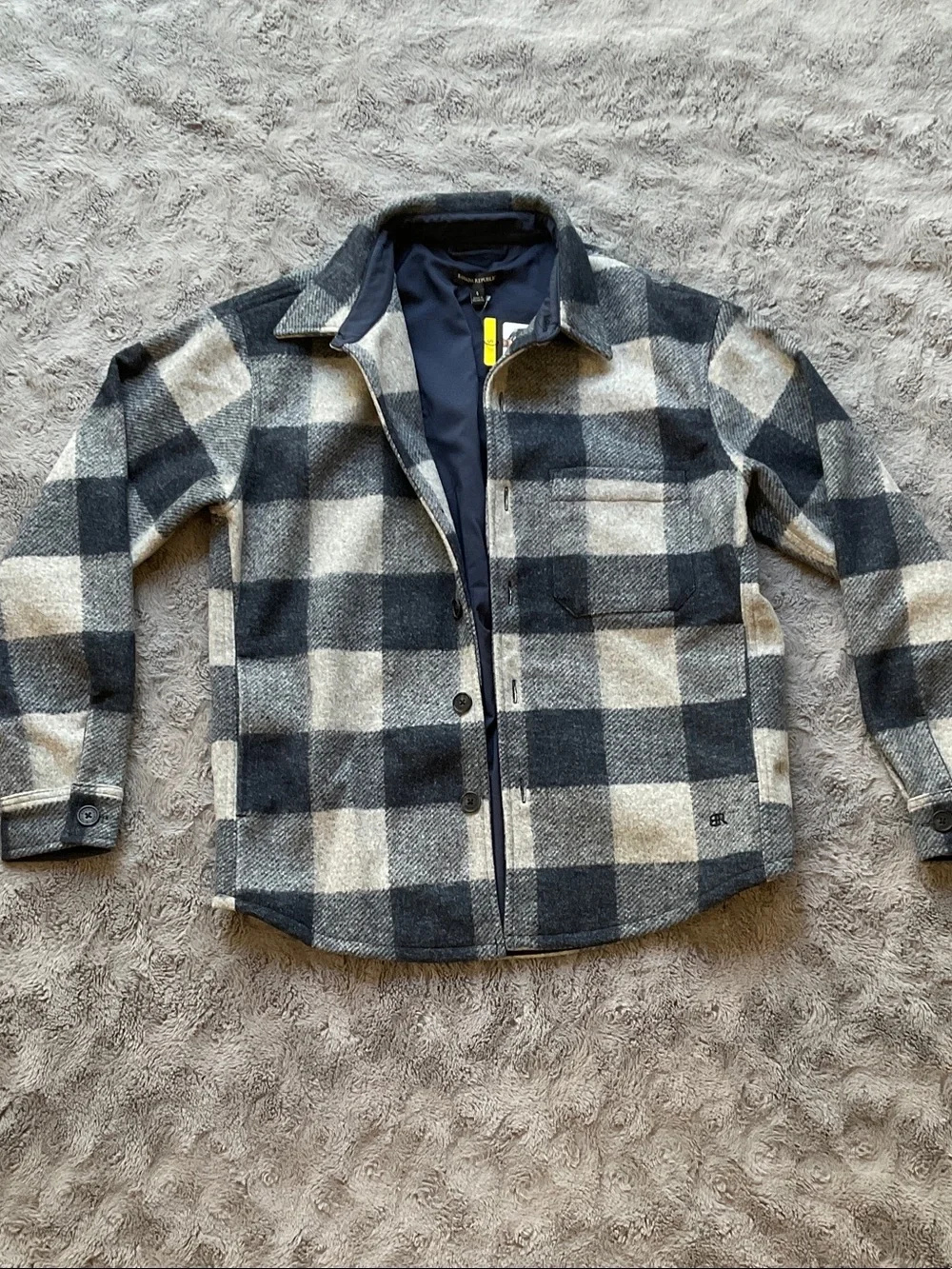 Banana Republic Black and Gray Plaid Shirt Jacket